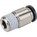 SSOC6-M5 PNEUMATIC STAINLESS STEEL PUSH-IN FITTING<BR>6MM TUBE X M5 MALE (INNER HEX)